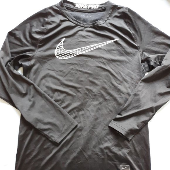 Boys Nike Pro Dri Fit Black Mesh Panel Tee - Picture 3 of 11